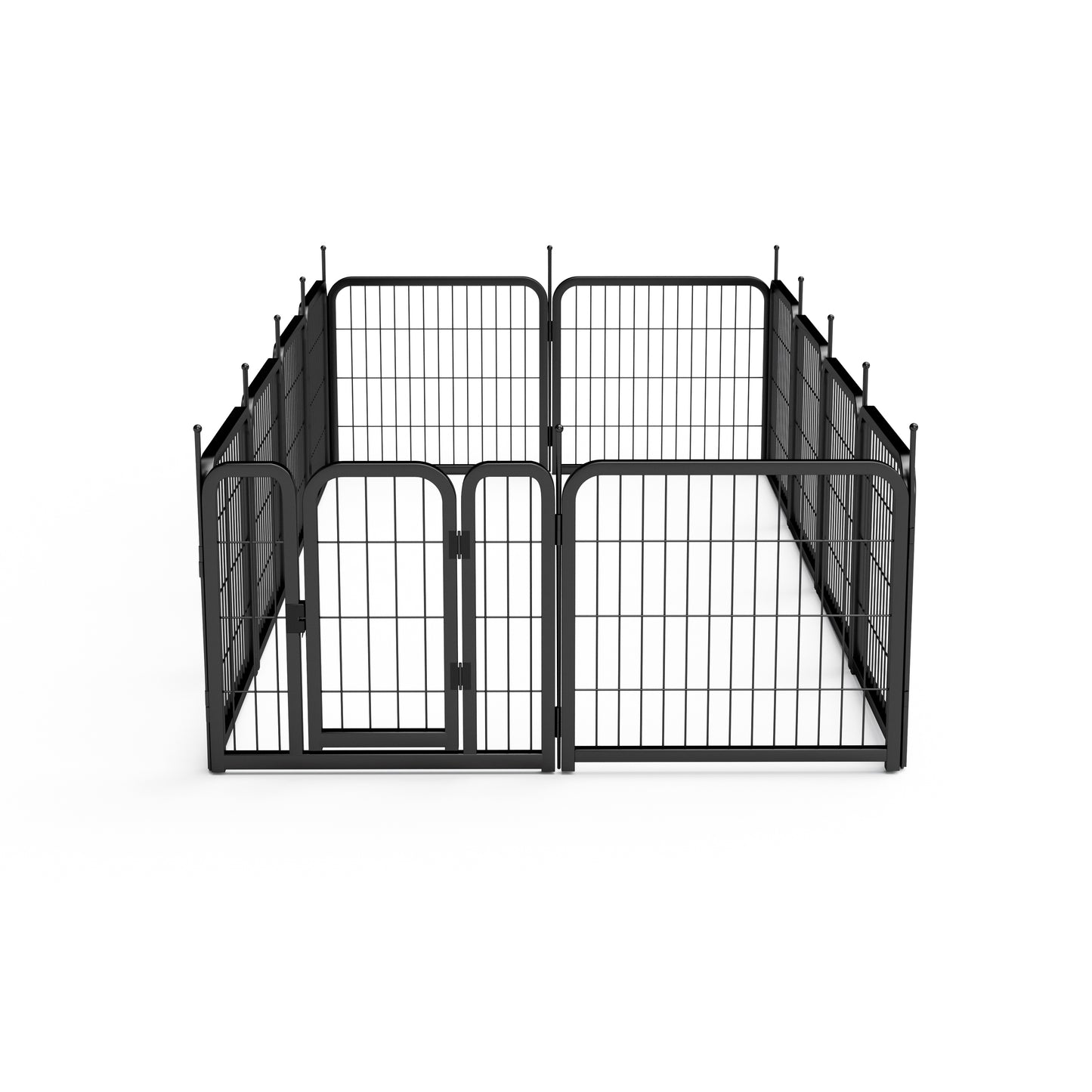 Outdoor 12 piece dog fence, 24 inch portable indoor game fence for small dog pets. Black, 22.2 inches wide x 23.6 inches high.