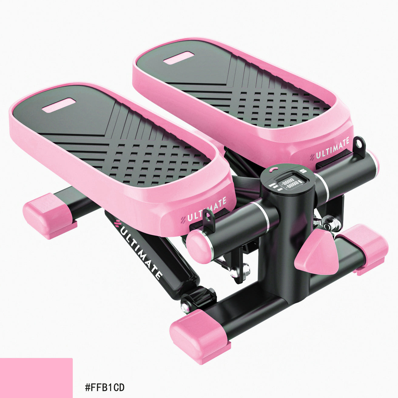 Home Office Exercise 330LBS Capacity Mini Stepper with Resistance Bands and LCD Monitor  Pink - NOVADI