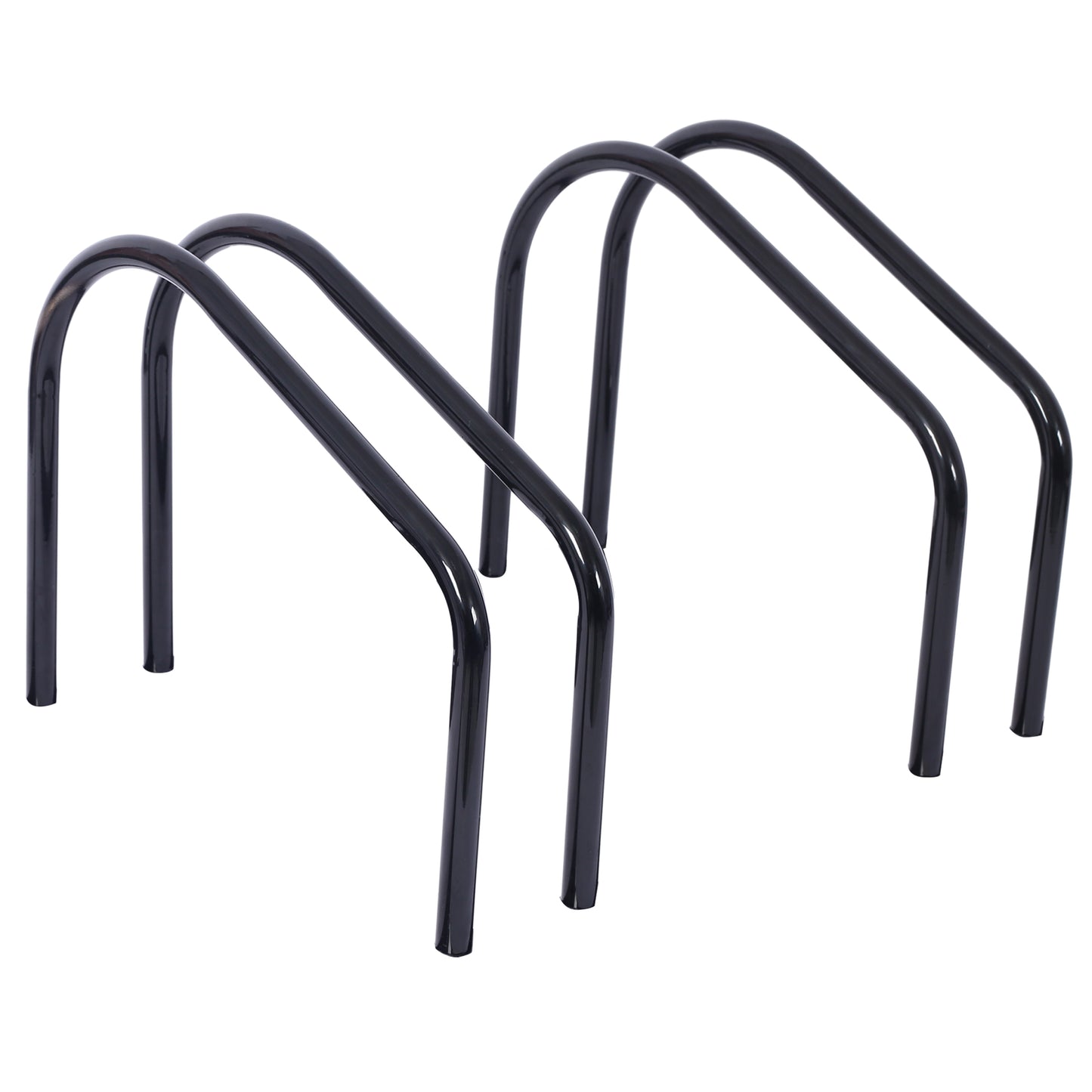 2 bicycle parking racks 22-28 inch wheel supports, maximum tire width 2.15 inches, black painted