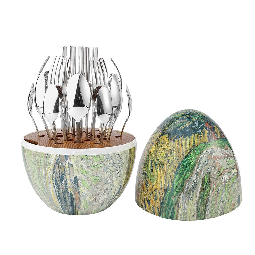 Heartland Egg 24-Piece Stainless Steel Tableware Set Van Gogh Home Art Ornaments MOOD Knife Fork And Spoon Set