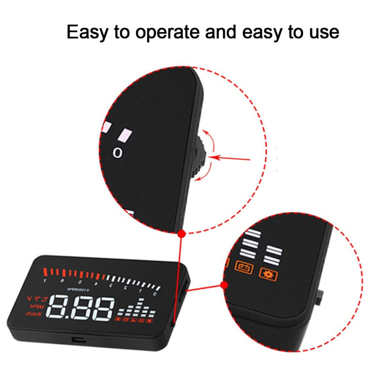 X5 Car HUD Head Up Display OBD II EOBD Automatic Matching Overspeed Warning System Projector Windshield Car Voltage Speed Alarm - NOVADI