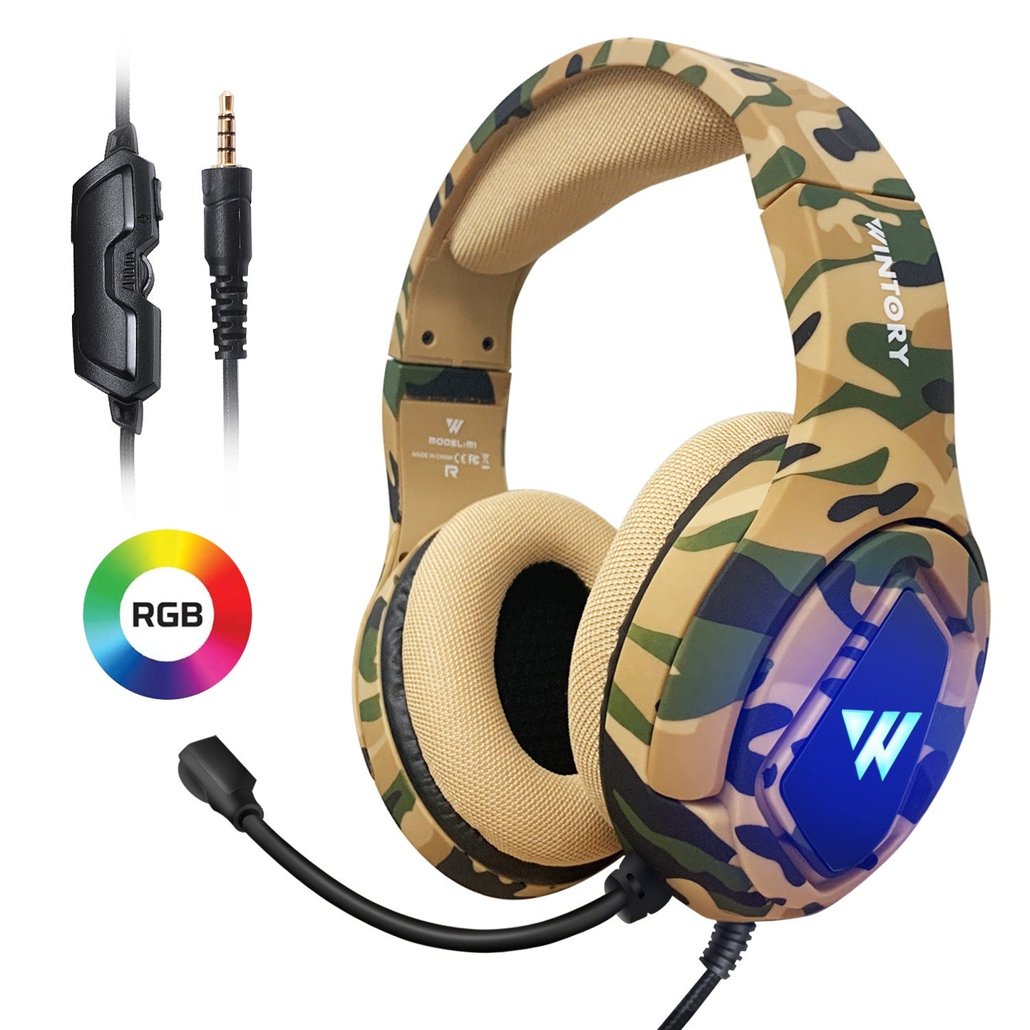 M1 camouflage colored wired headphones for computer esports chicken eating games - NOVADI