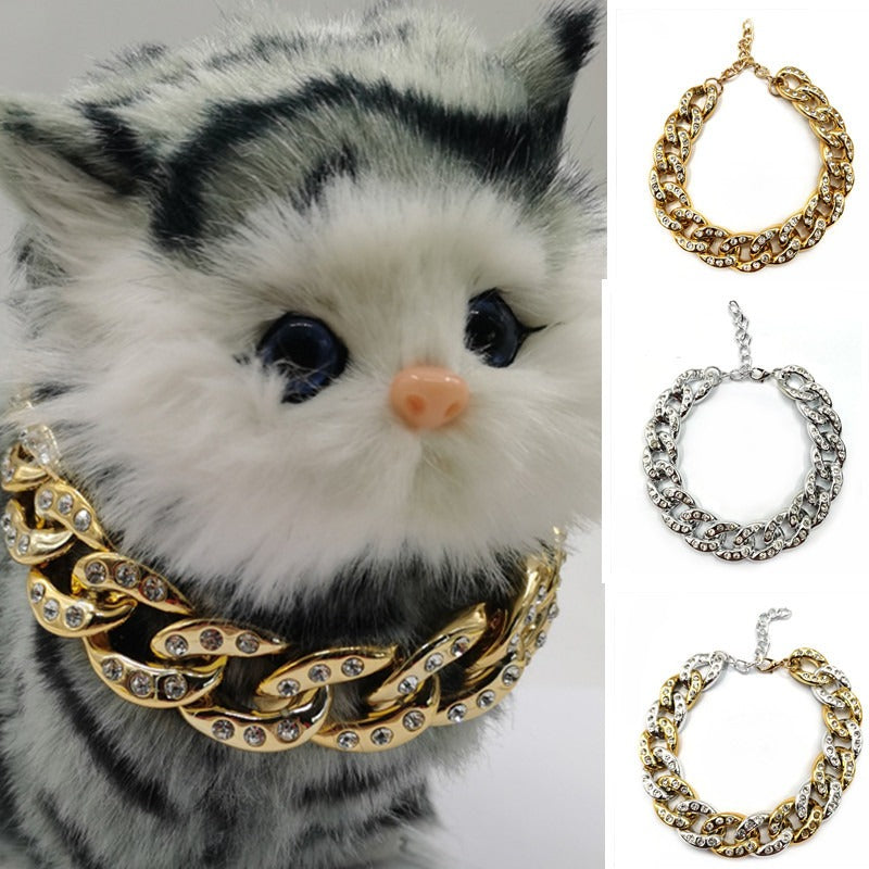 Pet necklace, cat, dog necklace, accessory, pet diamond inlaid gold and silver collar - NOVADI