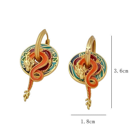 National style palace style dragon shaped earrings for women