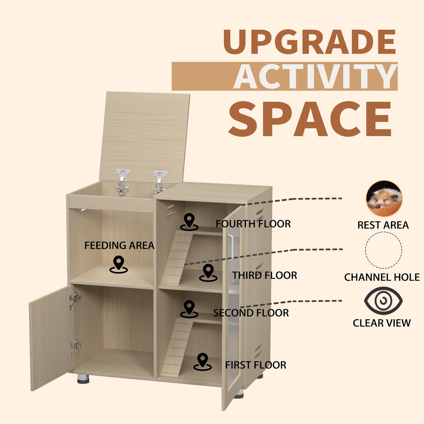 Used for small animal cages with 4 layers of cage wood and window storage cabinets, the top can be opened - NOVADI