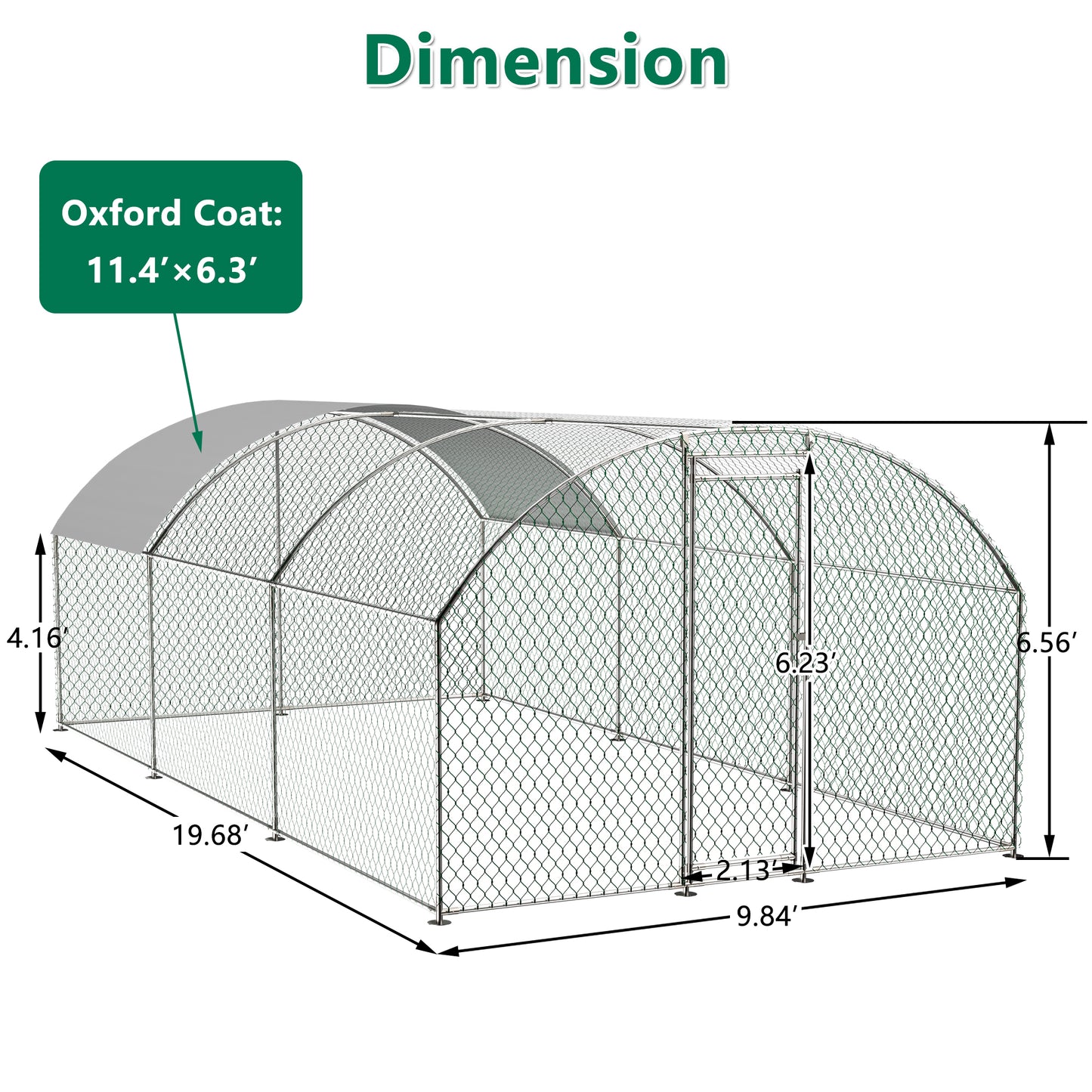 Large dome shaped walk-in fence cage metal chicken coop with waterproof and UV resistant cover, pipe diameter 1 inch