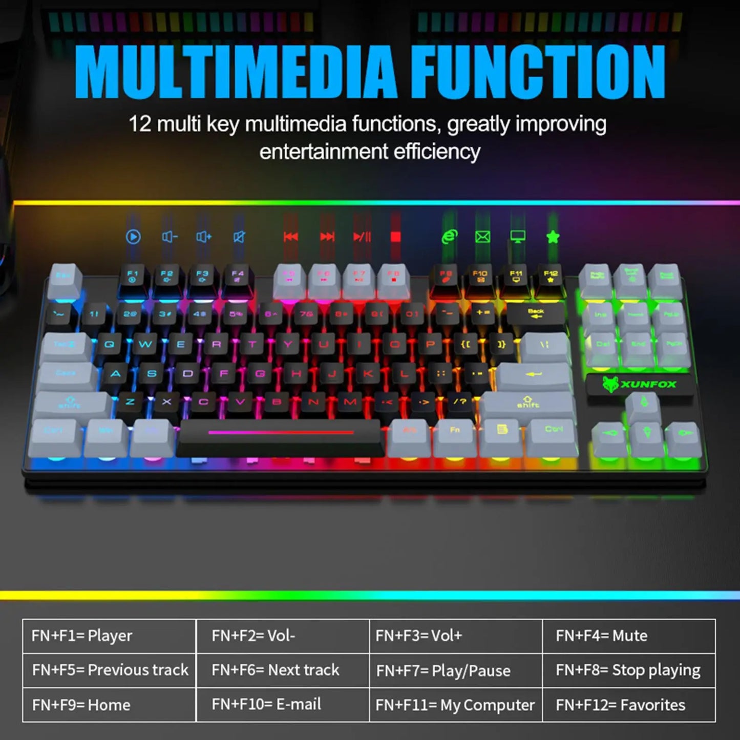 Gaming Keyboard Colorful LED Backlight Office Keyboard for Desktop Typing PC