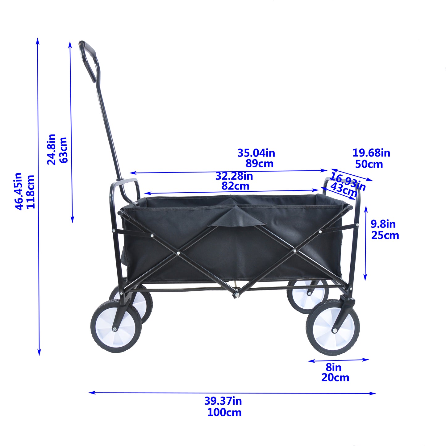 Folding Wagon Garden Shopping Beach Cart (Black)