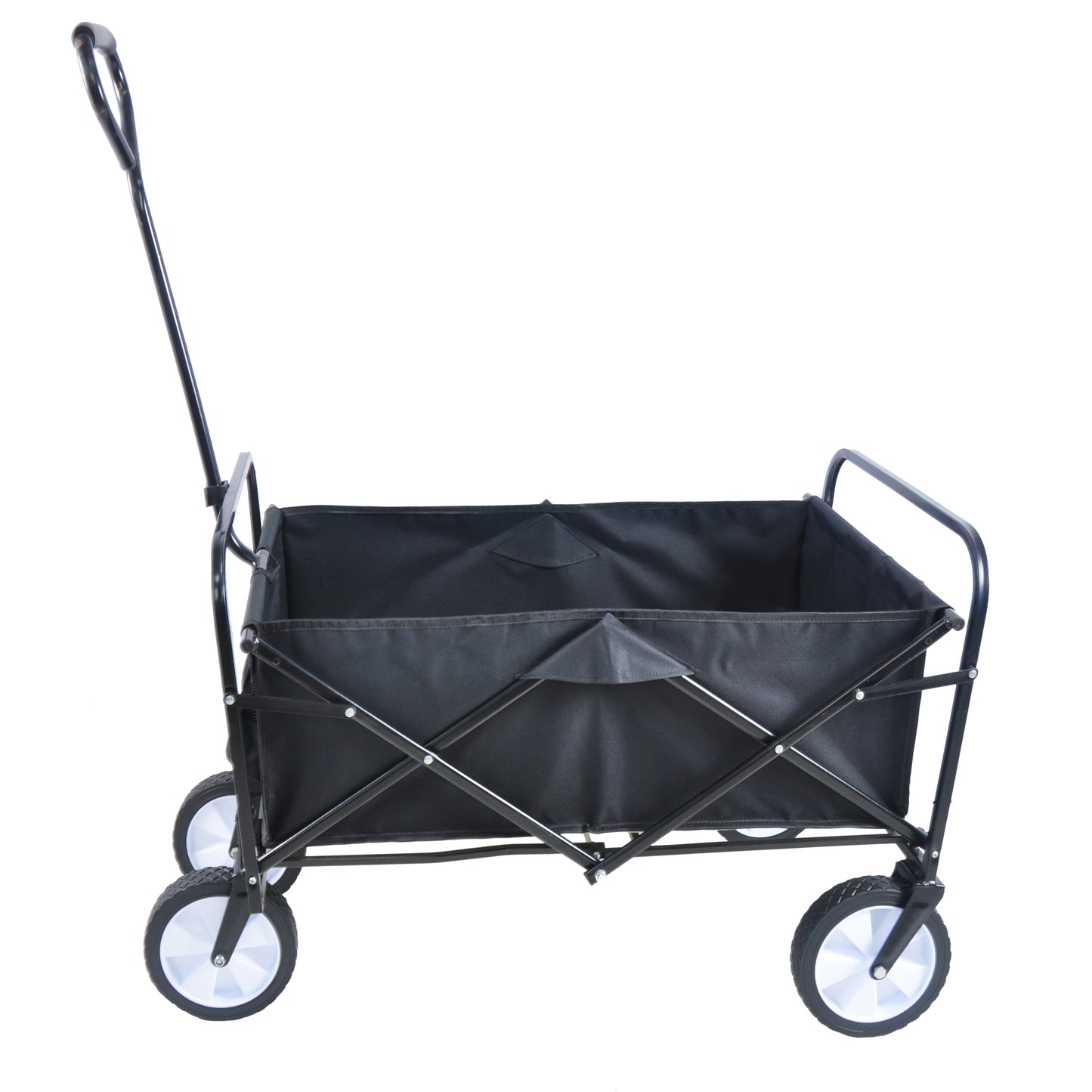 Folding Wagon Garden Shopping Beach Cart (Black)