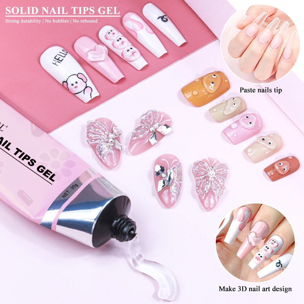 20ml/30ml Starker Nagelspitzenkleber Gel UV für Nägel Strass Harz Edelstein Schmuck DIY Dekorationen Kleber Nagel Fake Kleber