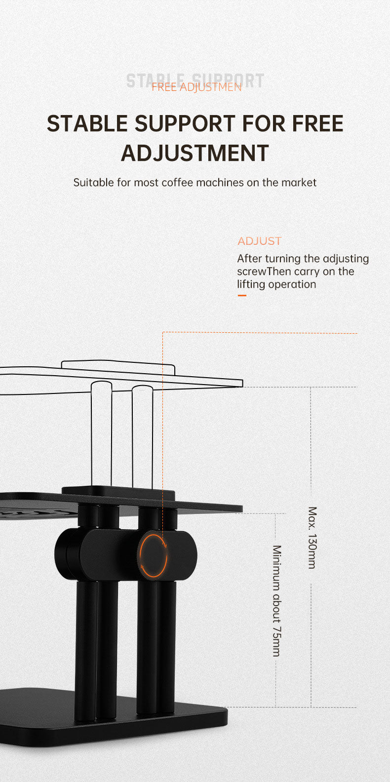 MHW-3BOMBER Adjustable Height Coffee Weighing Rack with Silicone Non-slip Base Electronic Scale Stand Waterproof Barista Tools