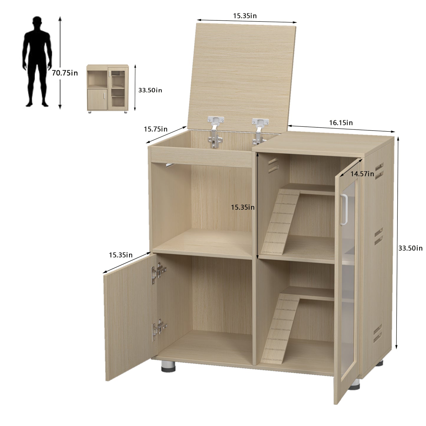 Used for small animal cages with 4 layers of cage wood and window storage cabinets, the top can be opened - NOVADI