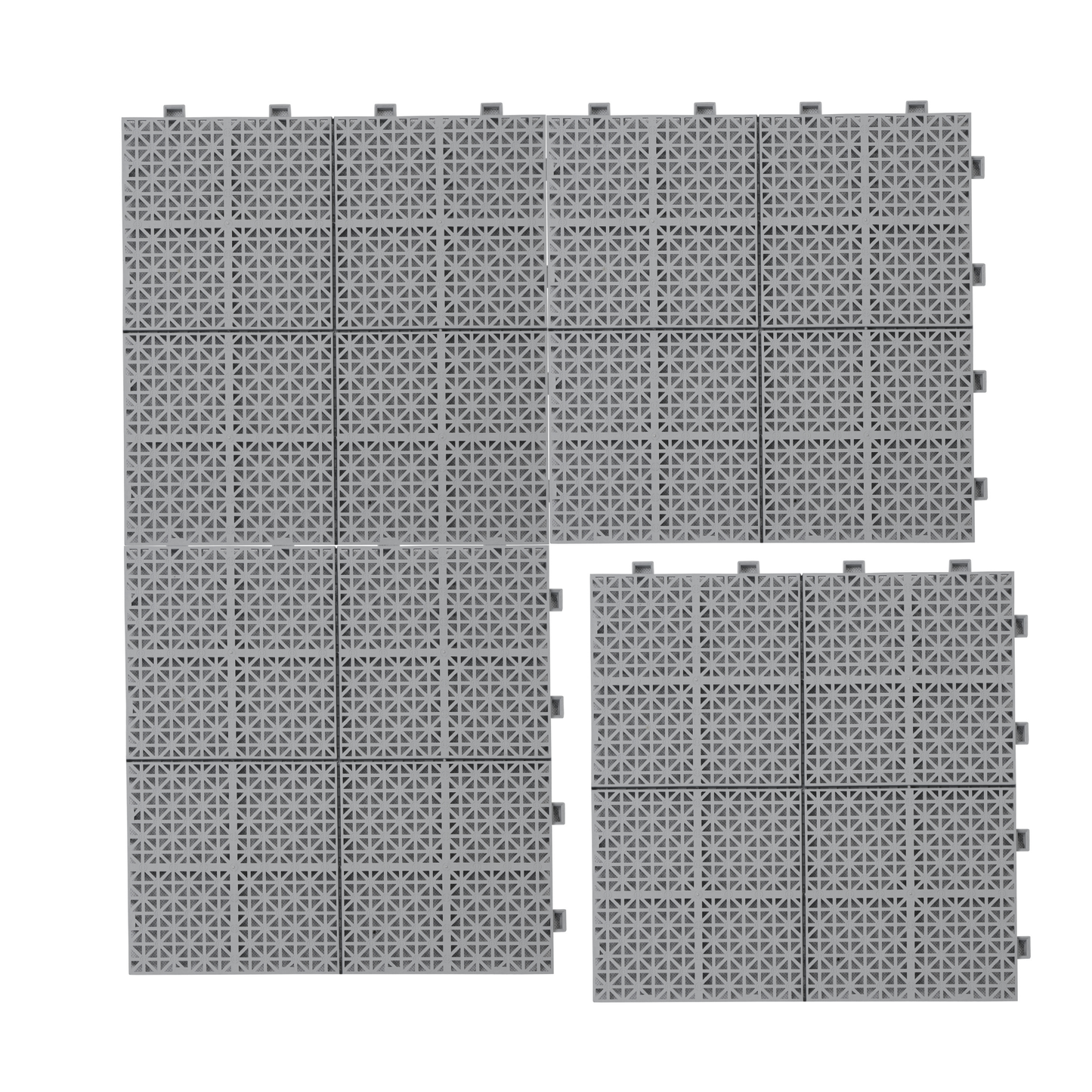 12 x 12 inch gray interlocking deck tiles, plastic waterproof, weighing up to 6613 pounds, with a rose pattern pack of 12