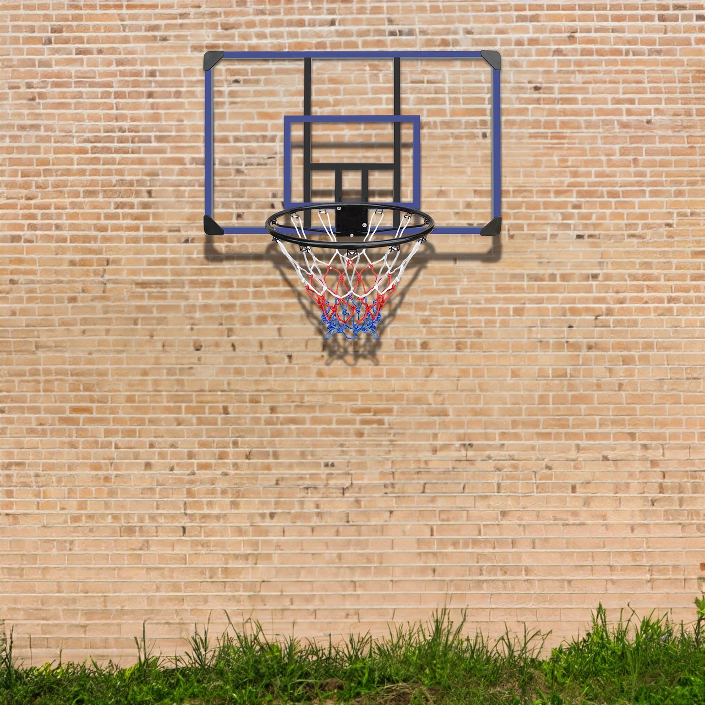 Wall mounted basketball basket, 45 x 29 inch shatterproof back, foldable basketball basket, all-weather mesh fabric