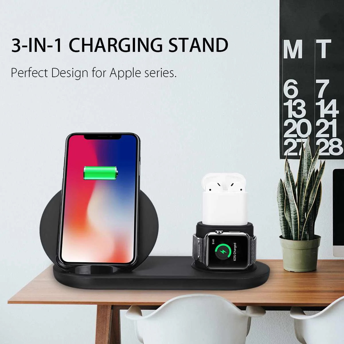 3 in1 10W Qi Wireless Charger Dock Station Fast Charging for Apple Watch 1 2 3 4 For iPhone XR XS Max For Samsung S9 For AirPods - NOVADI