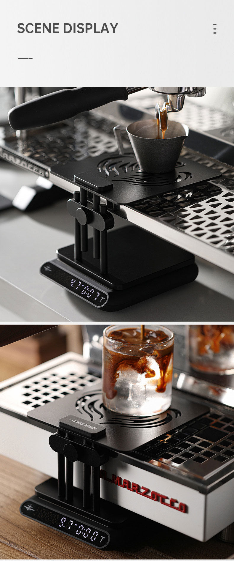 MHW-3BOMBER Adjustable Height Coffee Weighing Rack with Silicone Non-slip Base Electronic Scale Stand Waterproof Barista Tools