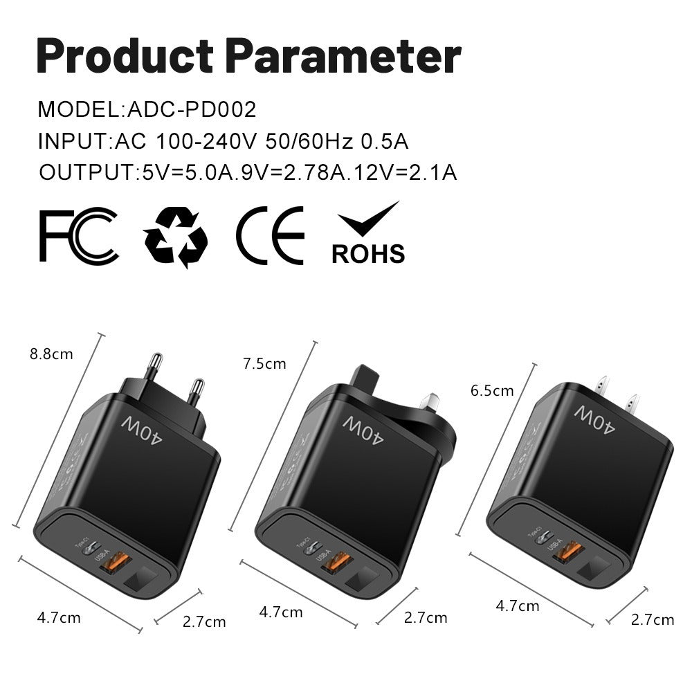 Digitalanzeige Handy-Ladegerät PD + USB Schnelllade-Handy-Ladekopf