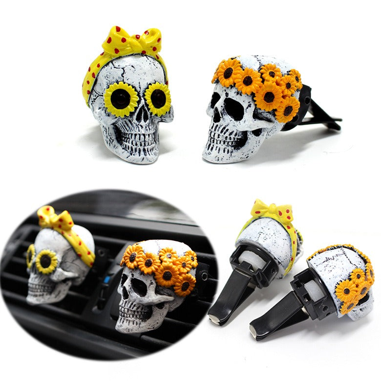 Death Skull Aromatherapy Plugin Resin Ghost Mask Car mounted Aromatherapy Clip Decoration - NOVADI