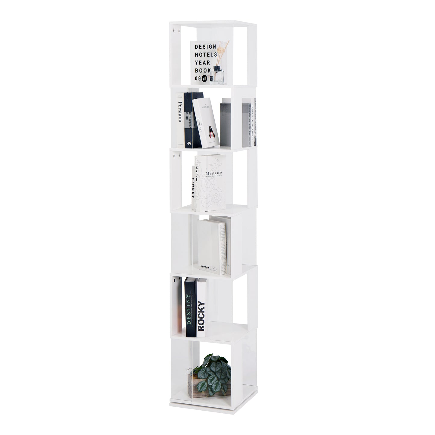 6-layer rotating acrylic board simple bookshelf, multi-functional creative bookshelf for students in the living room