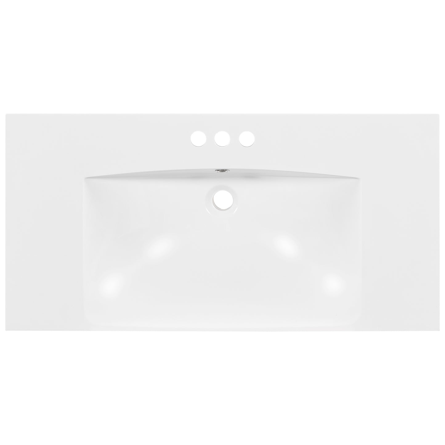 36" Single Bathroom Basin Sink, Vanity Top Only, 3-Faucet Holes, Resin - NOVADI