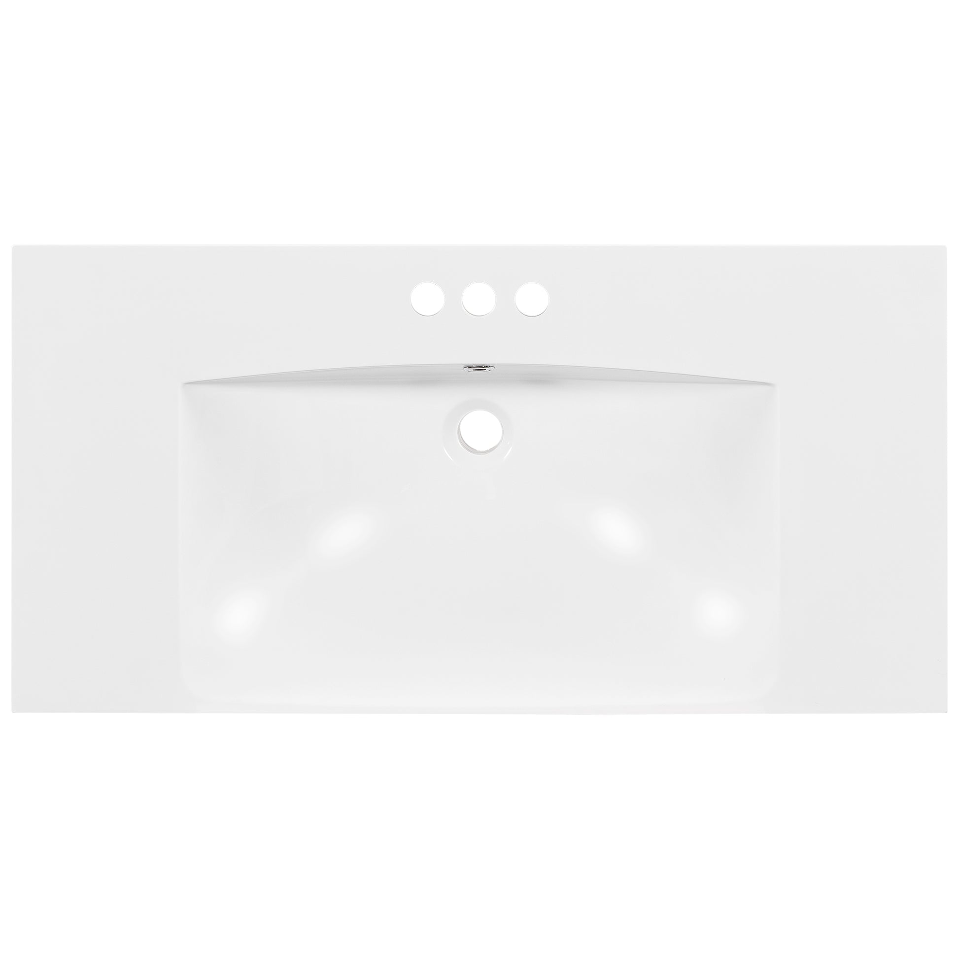 36" Single Bathroom Basin Sink, Vanity Top Only, 3-Faucet Holes, Resin - NOVADI