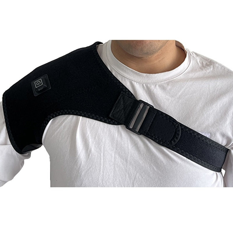 Shoulder therapy electric heated shoulder wrap brace vibration massage powered by portable charger