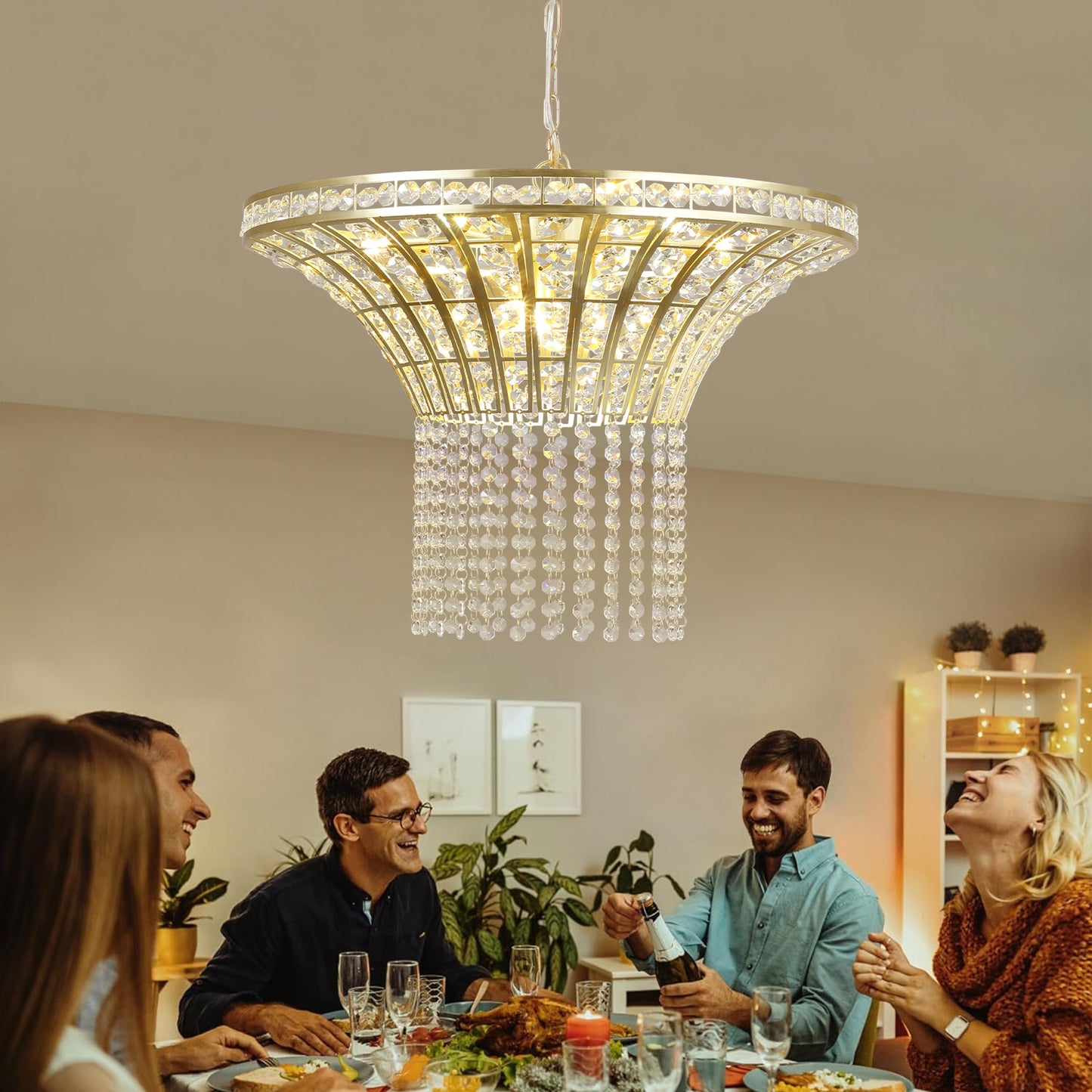 (Same as W1340120181/L5021) 8-Light 23.6" Wide Crystal Waterfall Chandelier (Bulb Not Included)