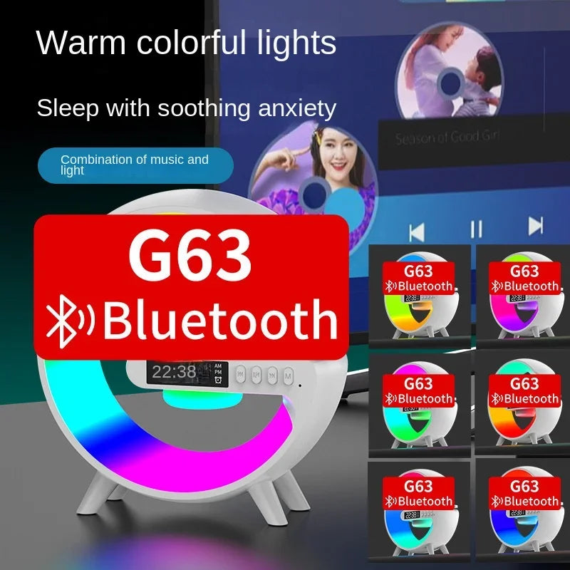 Bluetooth Speaker G63 Colorful Lights Clock Wireless Charging Multifunctional Bluetooth Speaker Colorful Atmosphere Alarm Clock - NOVADI