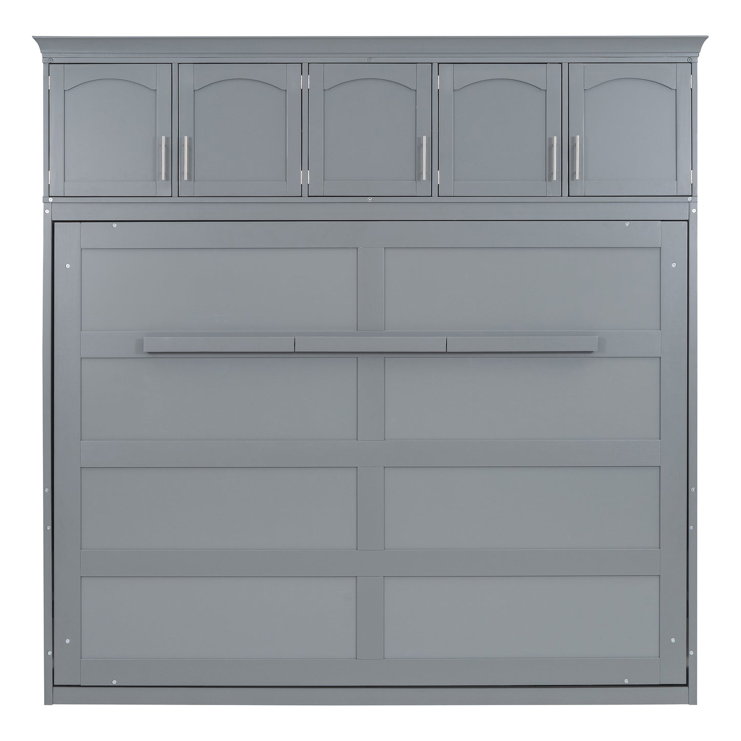 Full Size Murphy Bed Wall Bed with Top Cabinets,Gray