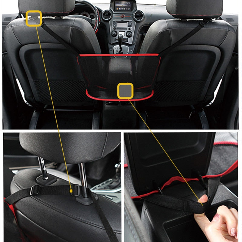 Car Net Pocket Handbag Holder Universal Multifunction Car Organizer Seat Gap Storage Mesh Pocket Interior Accessories - NOVADI