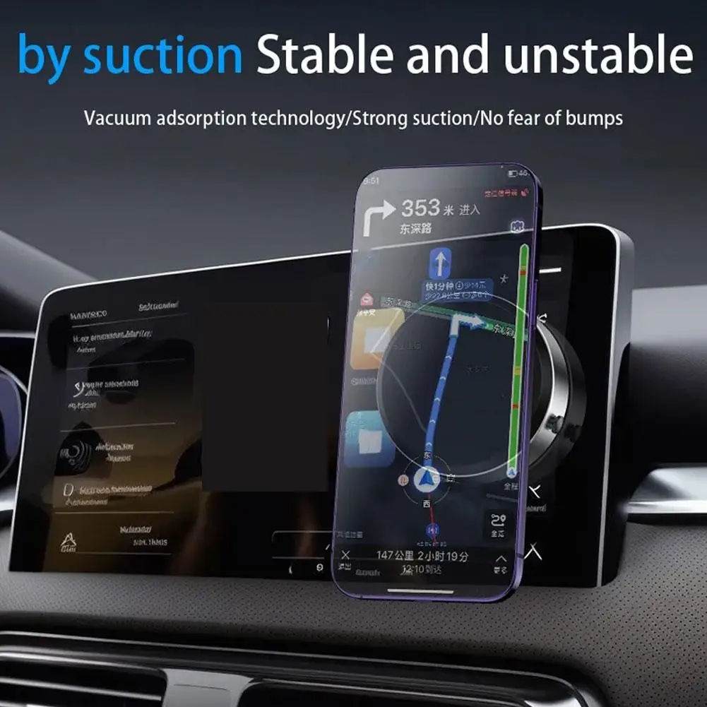 Car Mount Mobile Phone Holder Intelligent Magnetic Vacuum Adsorption Ultra Stable Suction Cup Bracket For Navigation Live Stream - NOVADI