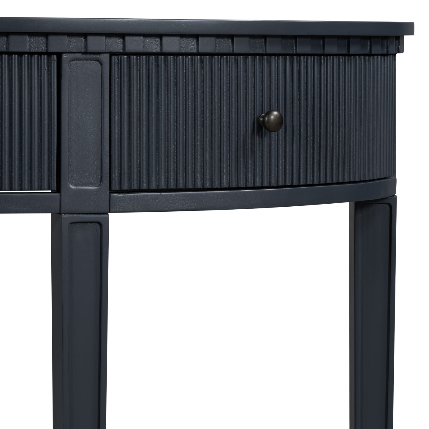 U-Style Distinctive Features of Pine Veneer Console Table with Vertical Stripe Drawer Fronts and Four Legs