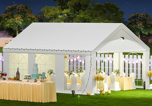 Sannwsg Party Tent -10x20FT Heavy duty Tent with Removable Side, Wedding Exclusive Holday Bithday BBa Backyard Evening Tent