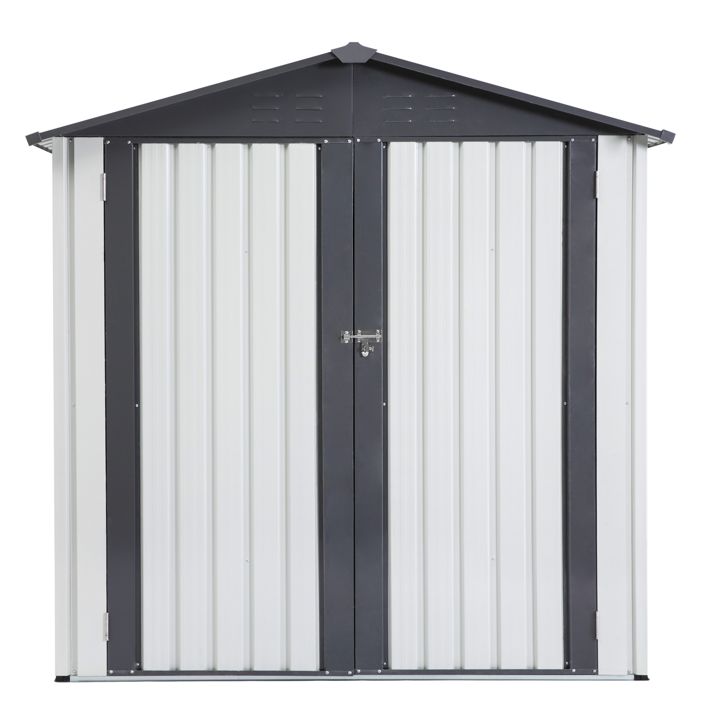 XWT014 Garden Metal Storage Shed Gray White 6x4x6ft outdoor storing tools Rainproof Hinge door version