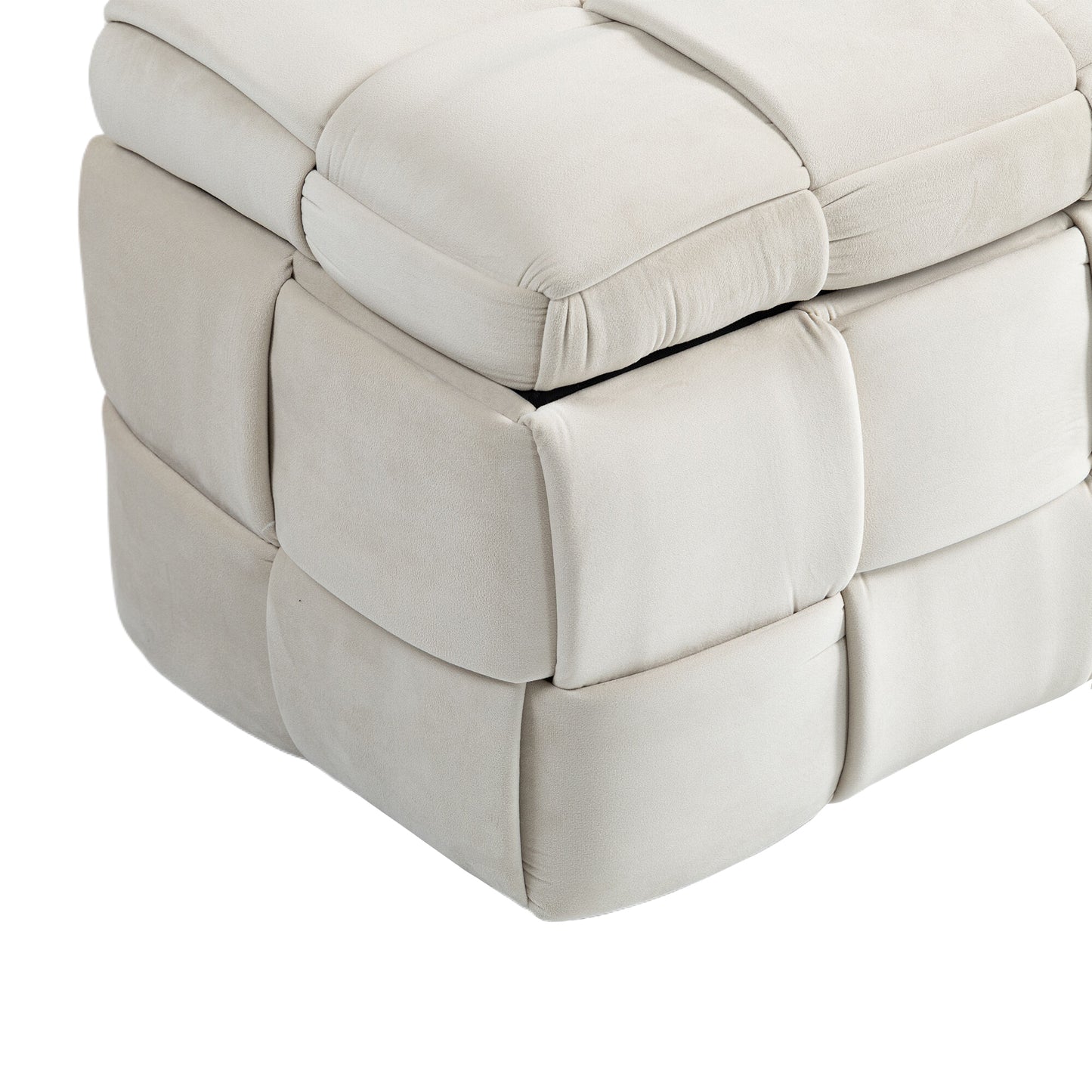 COOLMOR Ottoman-Stuhl mit Stauraum, Schlafzimmer-Beistelltisch, gepolsterter Eingangs-Fußhocker aus Stoff mit Sicherheitsscharnier (Beige)