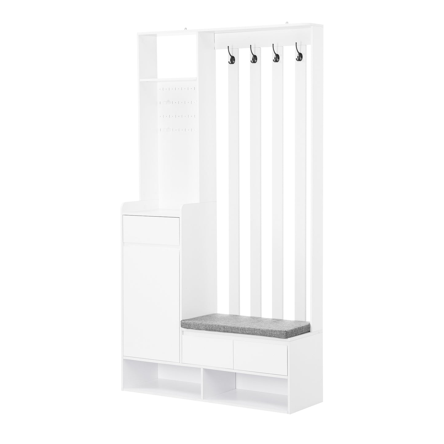 39.3'W70.8'H multifunctional corridor shoe cabinet with soft padded nail board and white clothes hanger with entrance hook