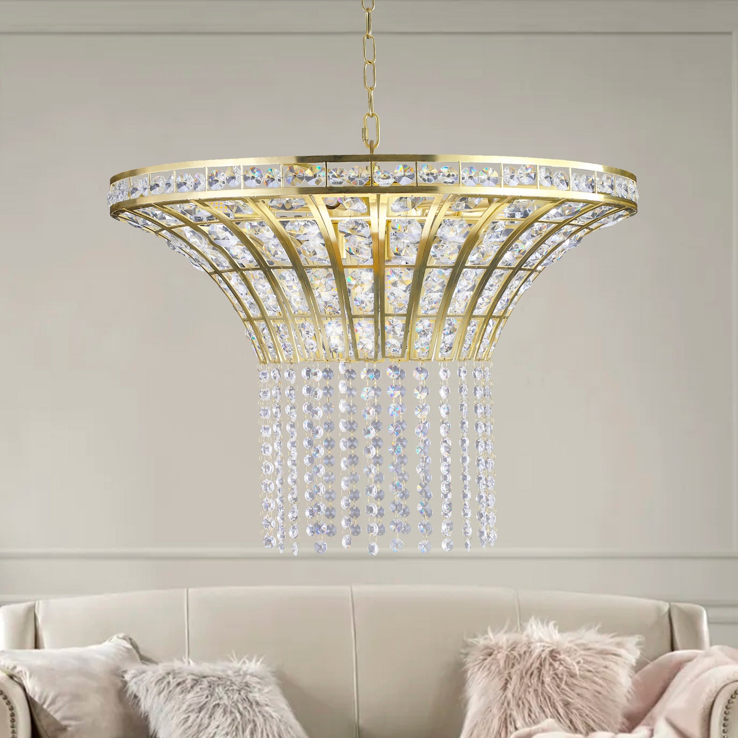 (Same as W1340120181/L5021) 8-Light 23.6" Wide Crystal Waterfall Chandelier (Bulb Not Included)