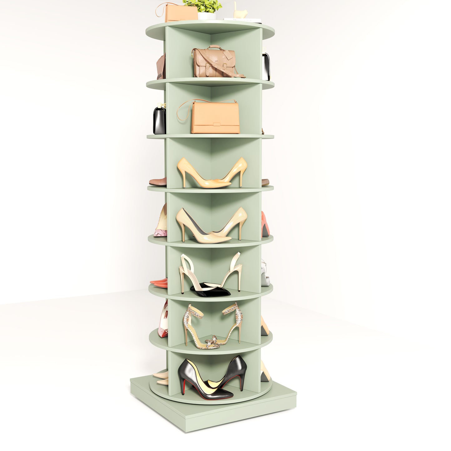 Green 360 Rotating shoe cabinet 7 layers