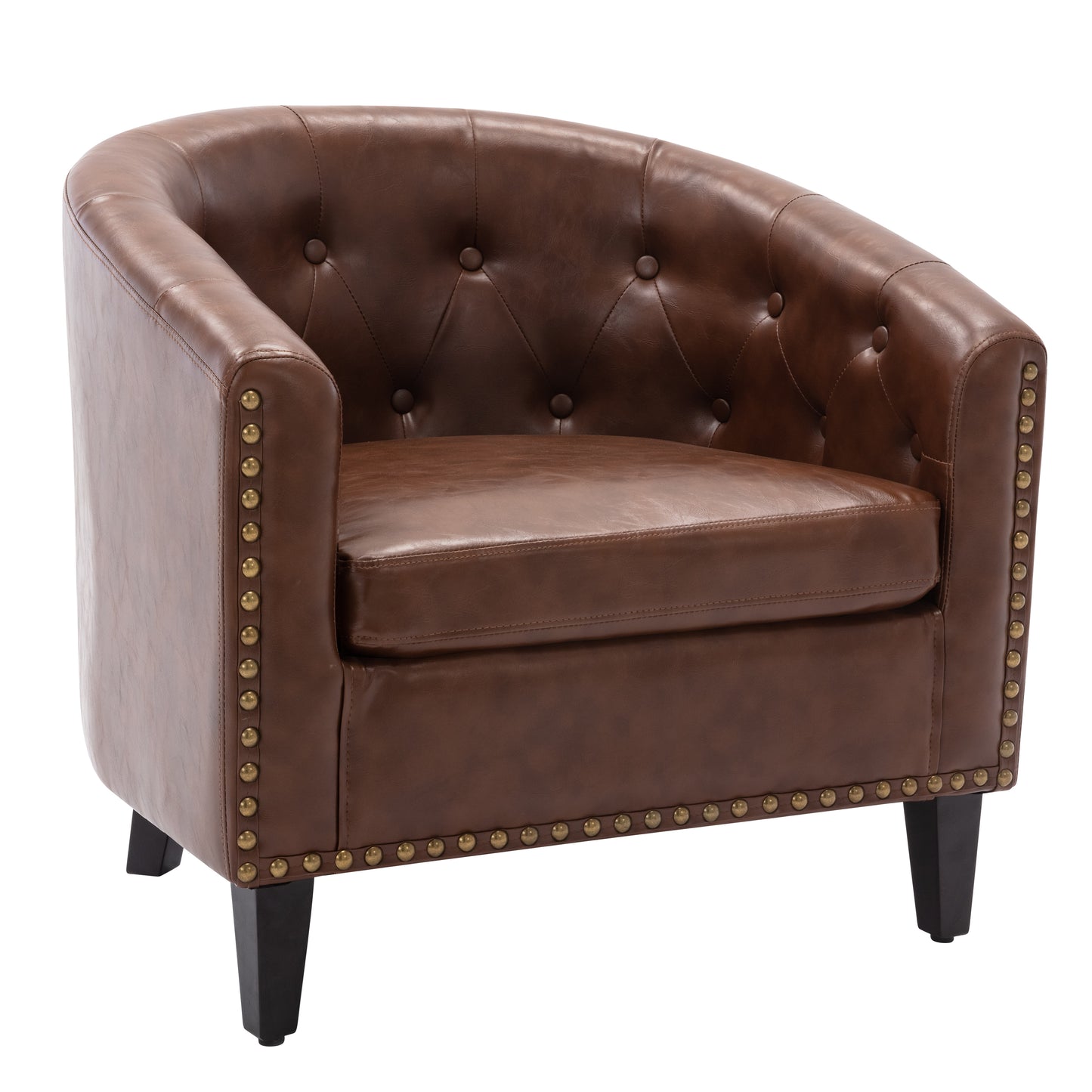 PU-Leder Tufted Barrel ChairTub Chair für Wohnzimmer Schlafzimmer Clubsessel