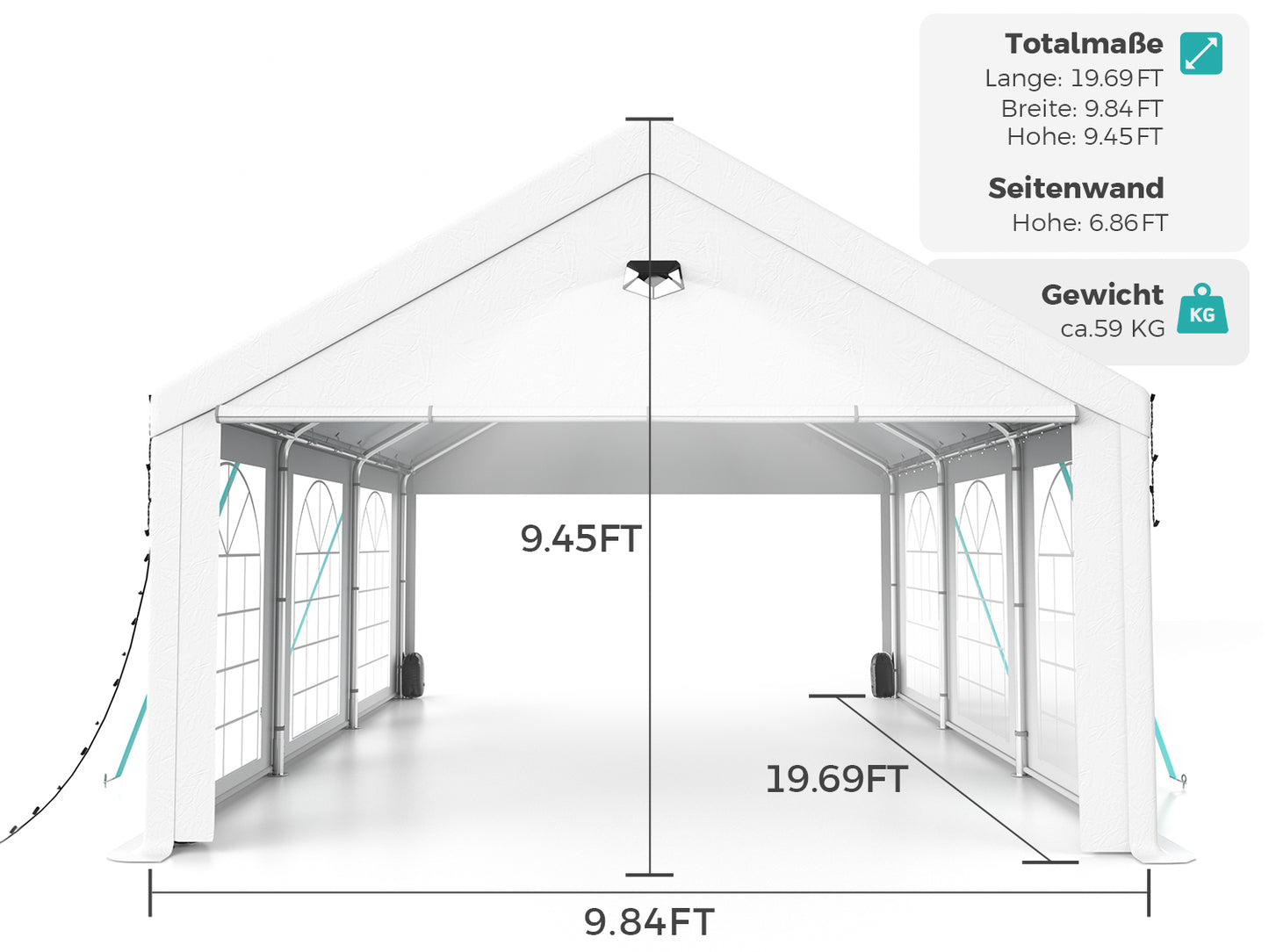 Sannwsg Party Tent -10x20FT Heavy duty Tent with Removable Side, Wedding Exclusive Holday Bithday BBa Backyard Evening Tent