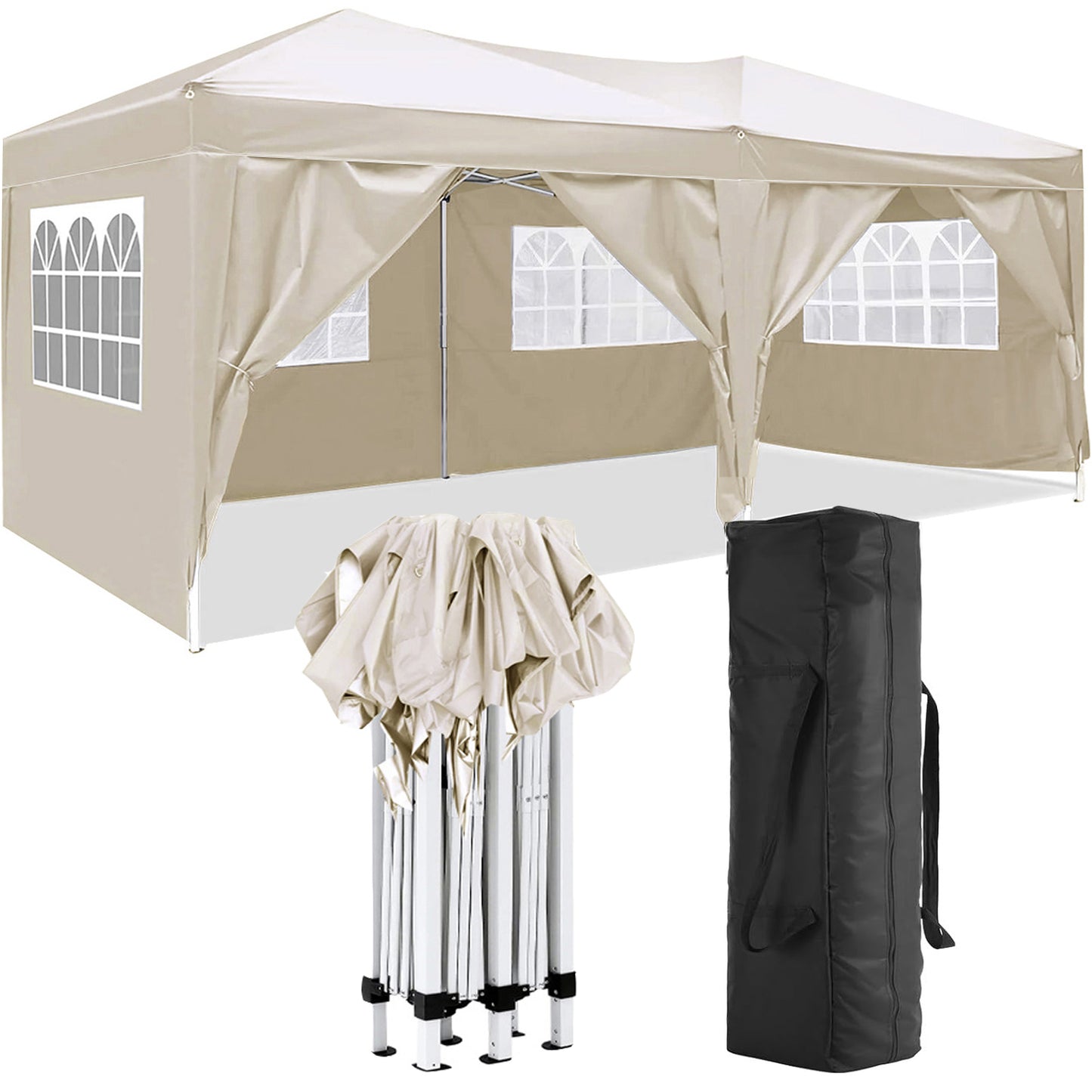 10'x20 'folding canopy with 6 detachable side walls for outdoor activity shelter UPF 50+terrace portable tent