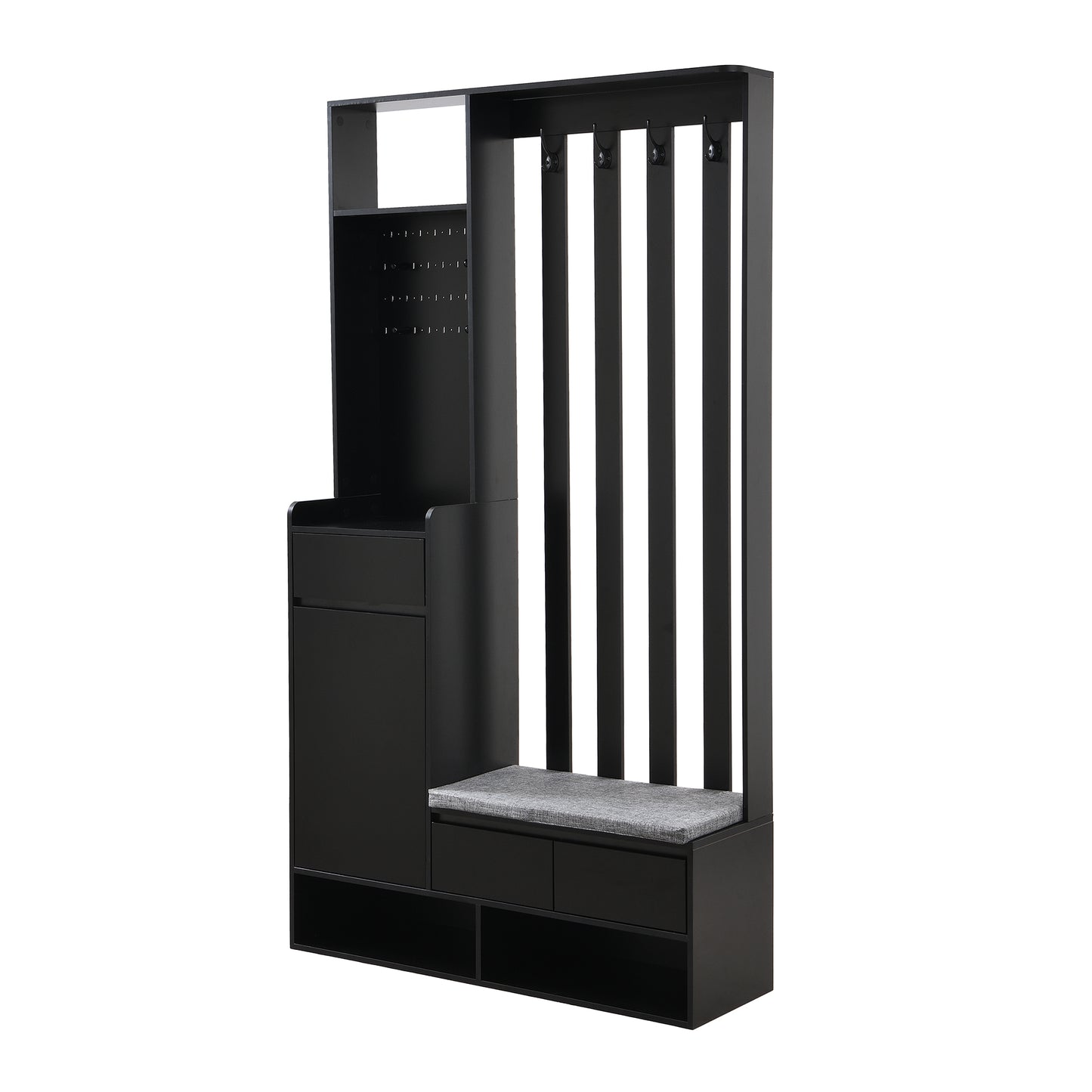 39.3'W70.8'H multifunctional corridor shoe cabinet with soft padded nail board and black hanger with entrance hook