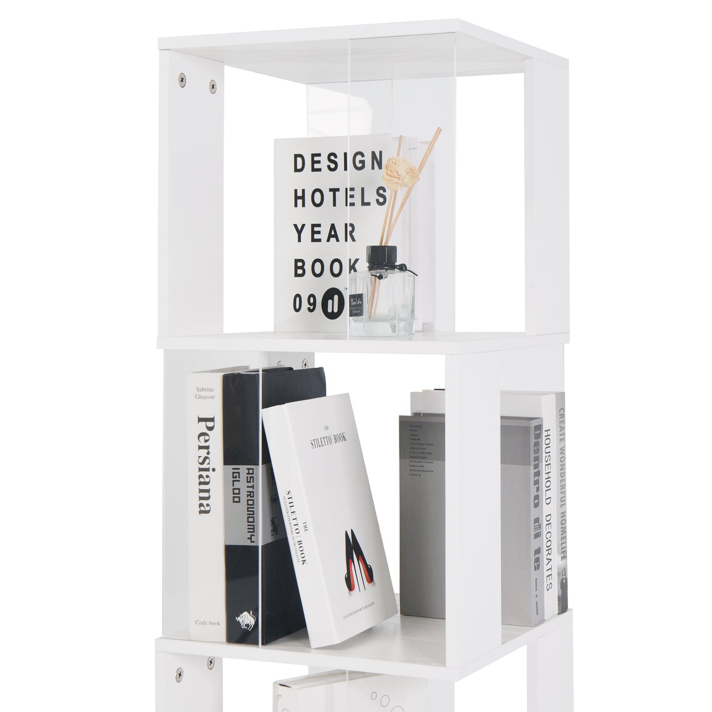 6-layer rotating acrylic board simple bookshelf, multi-functional creative bookshelf for students in the living room