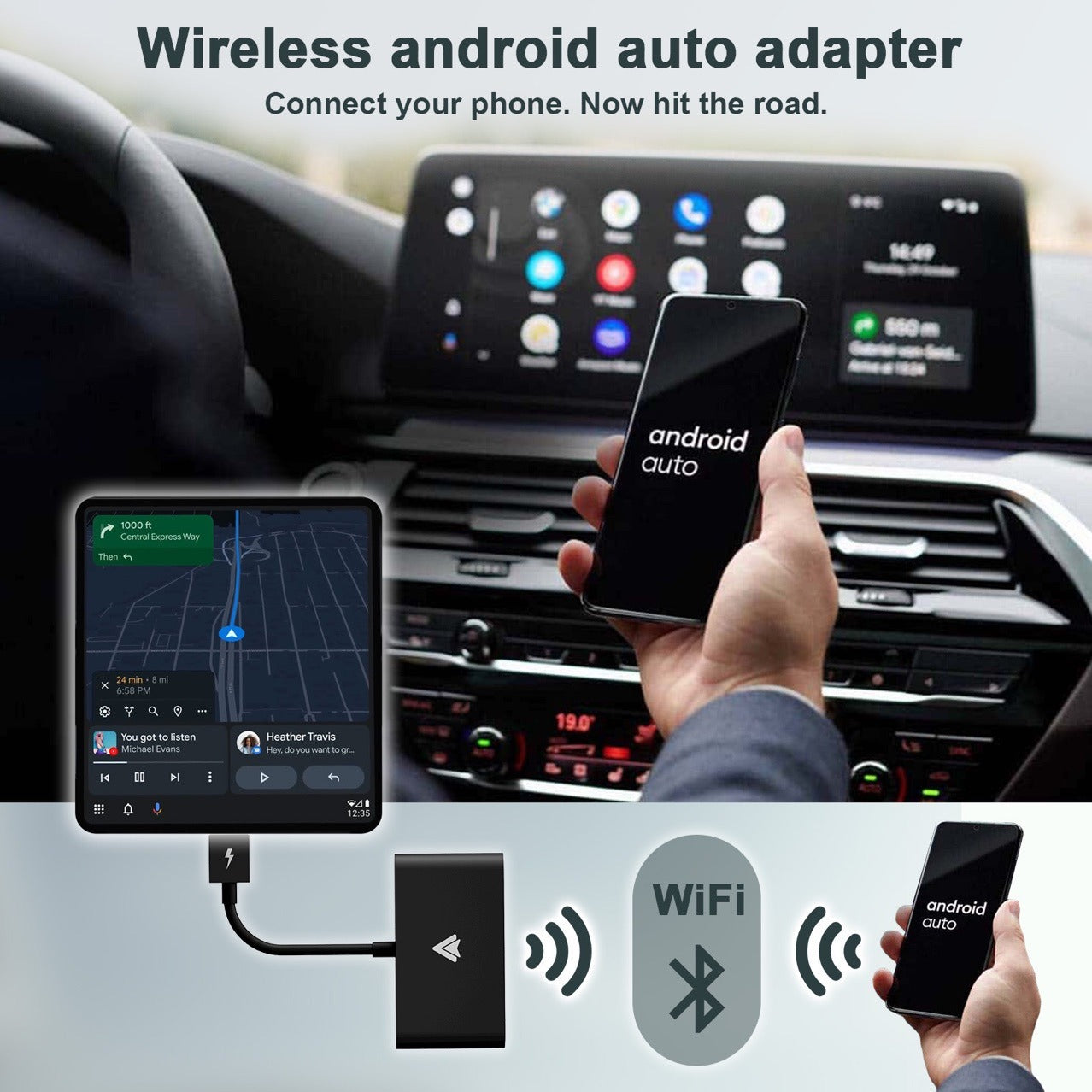 Suitable for Apple CarPlay original car wired to wireless Android Auto box Android car adapter