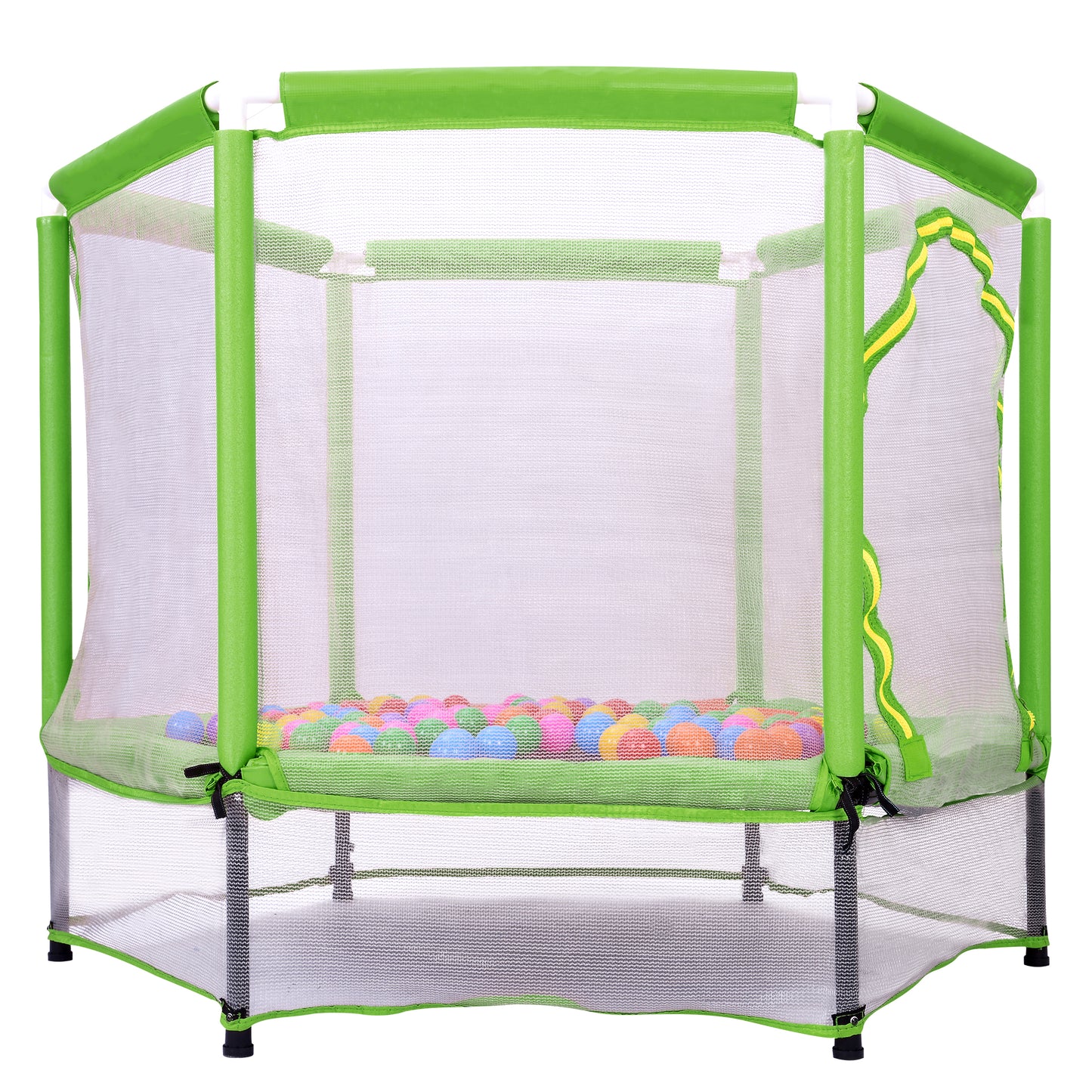 55'' Toddlers Trampoline with Safety Enclosure Net and Balls, Indoor Outdoor Mini Trampoline for Kids