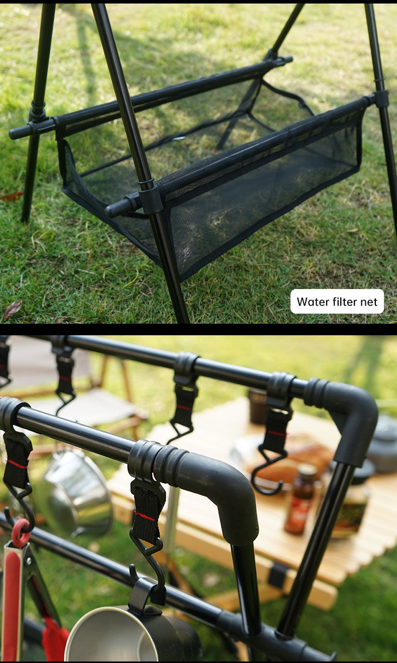 Outdoor camping folding shelf camping car drying rack drying net drying rack storage rack - NOVADI