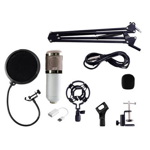 Professional Condenser Audio 3.5mm Wired BM800 Studio Microphone Vocal Recording KTV Karaoke Microphone Mic W/Stand For Computer - NOVADI