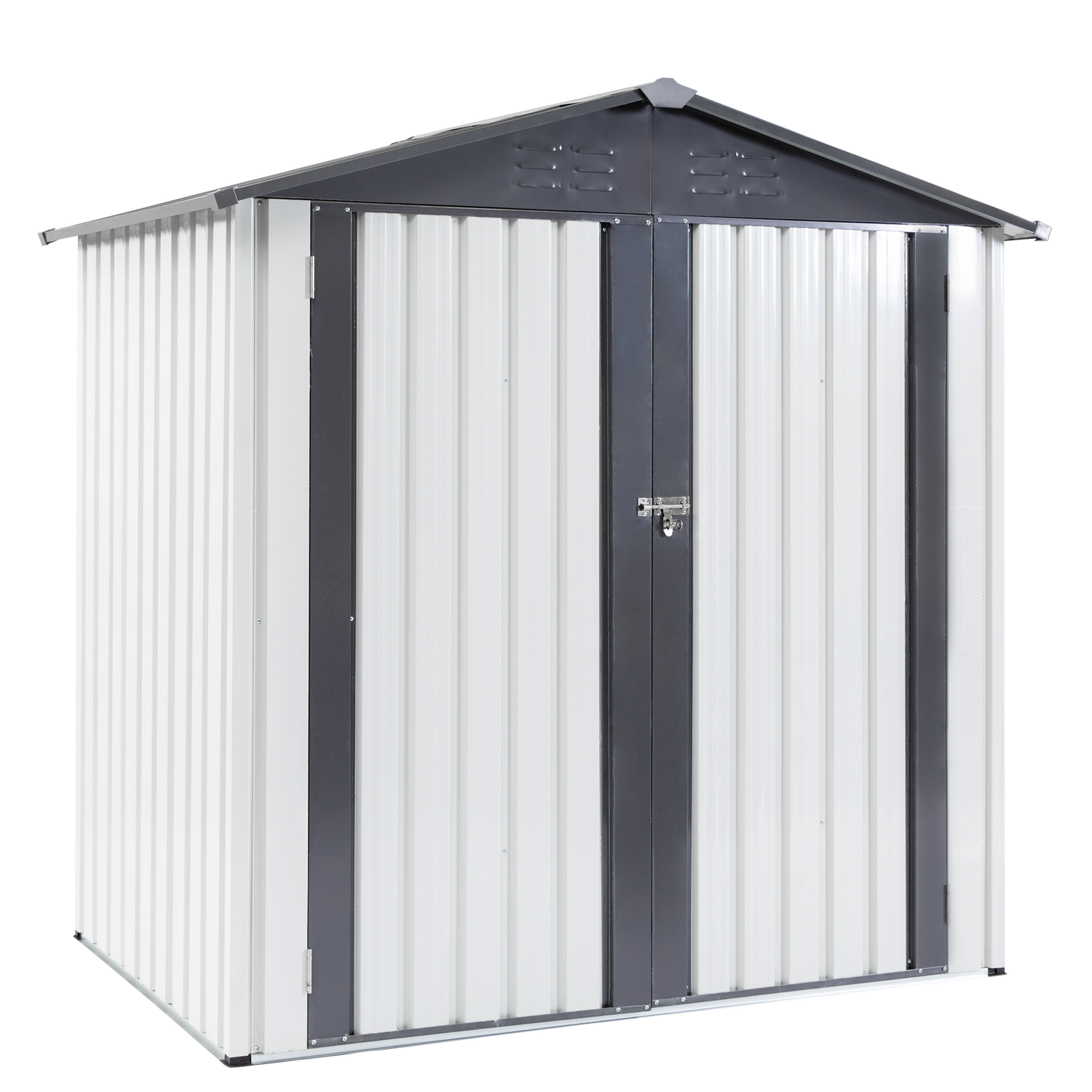 XWT014 Garden Metal Storage Shed Gray White 6x4x6ft outdoor storing tools Rainproof Hinge door version