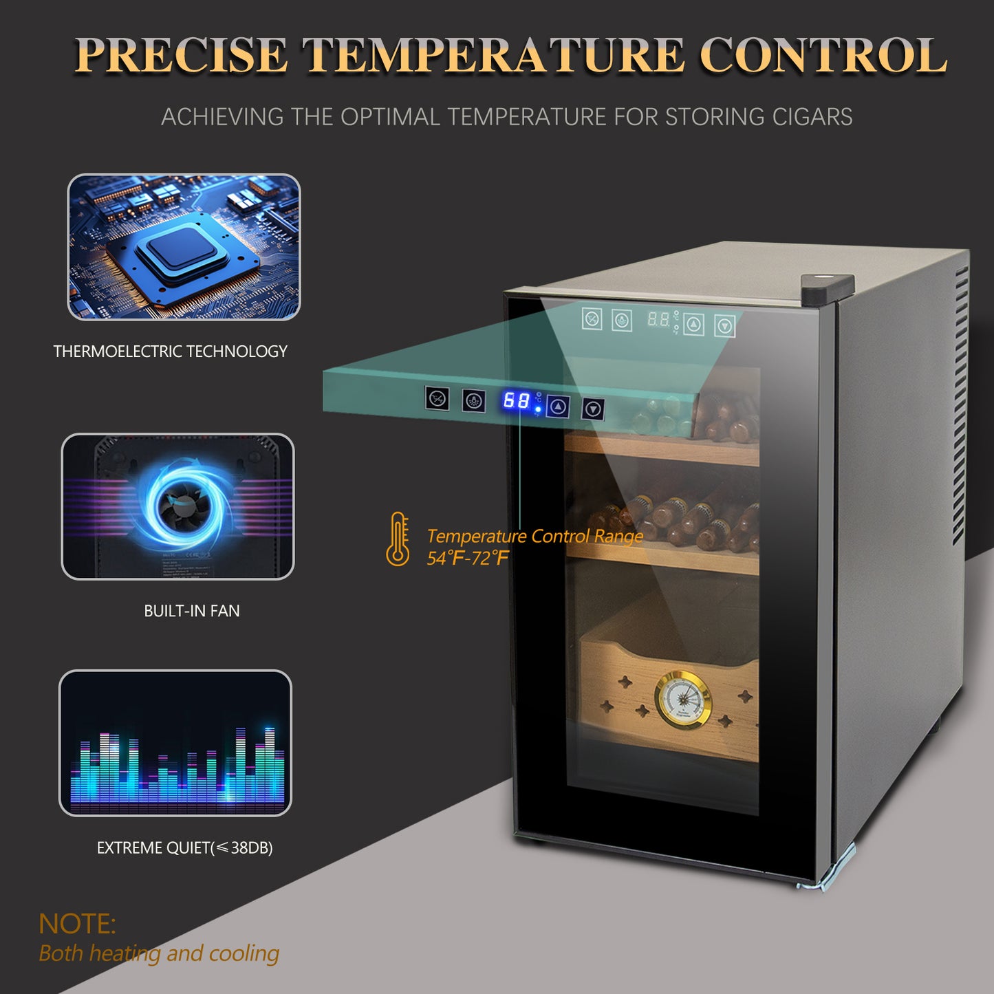 25L Elektrische Humidor, 150 zählt Kapazität Zigarren Humidor Luftbefeuchter mit Konstante Temperatur Controller, Zigarren Humidor Box mit