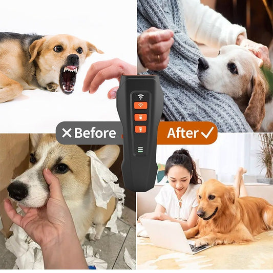 Ultrasonic barking stopper, anti-barking artifact, rechargeable, variable frequency LED flashing light, portable dog training device